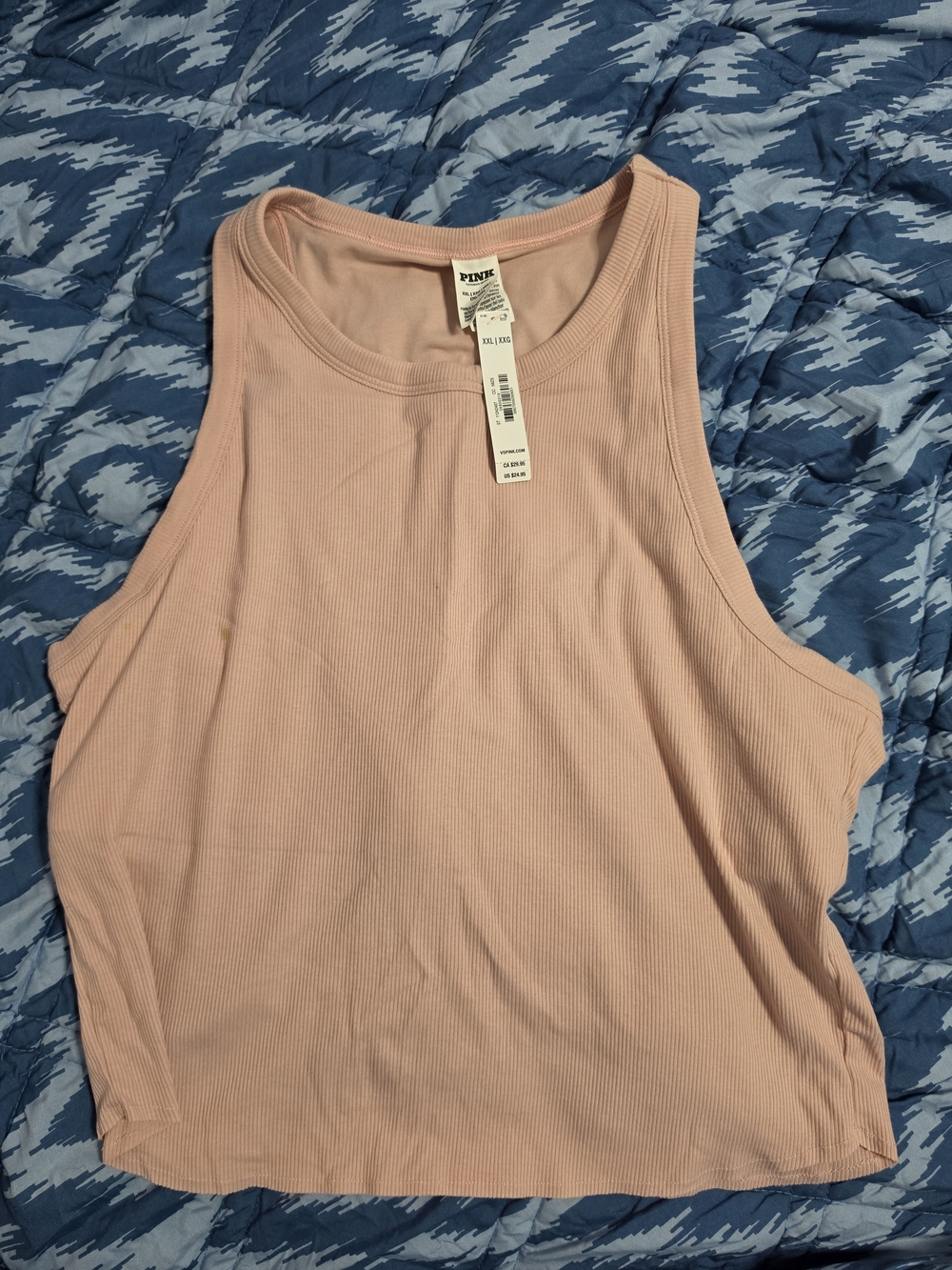 Women's PINK Victoria's Secret Light Pink Ribbed Tank Size xxl